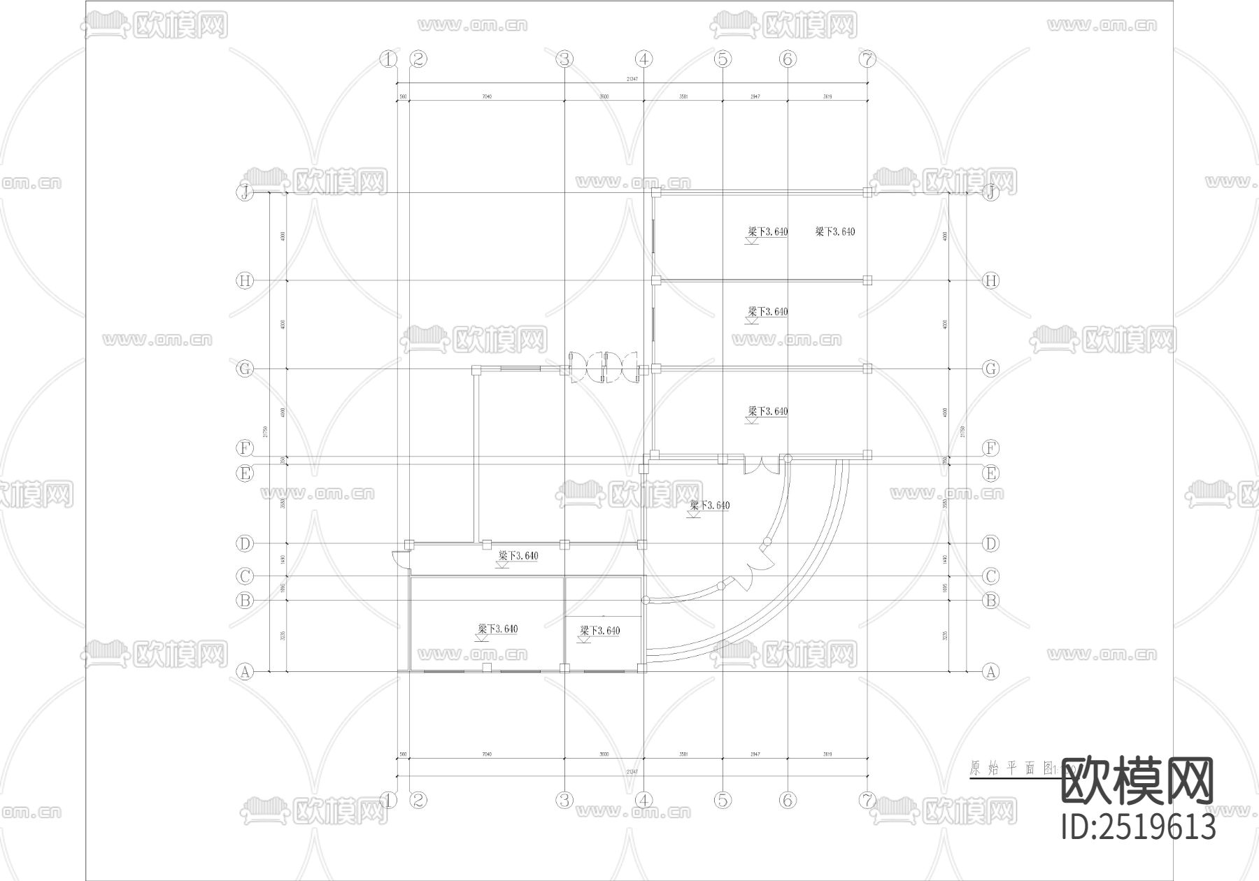 224平米嘉福大厦CAD施工图下载（渲染图1）