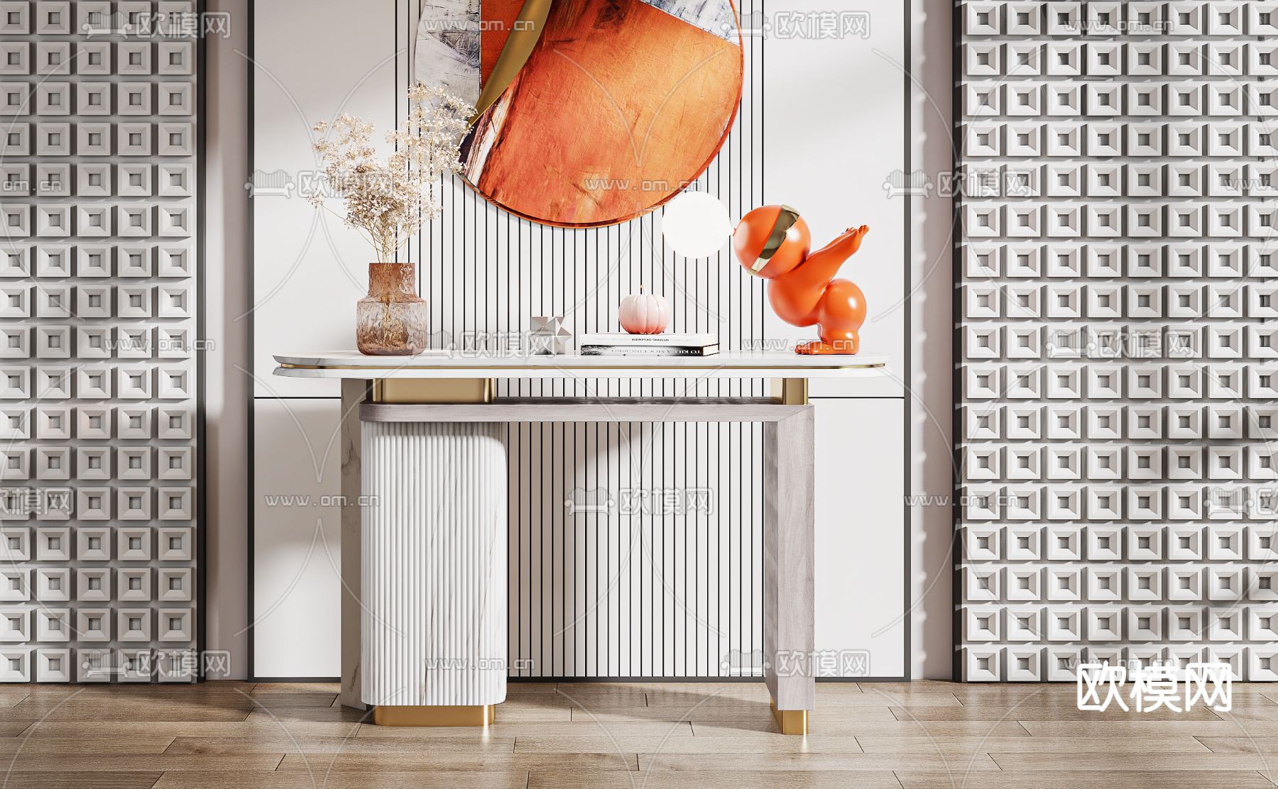 现代端景台 条案3d模型下载（渲染图4）