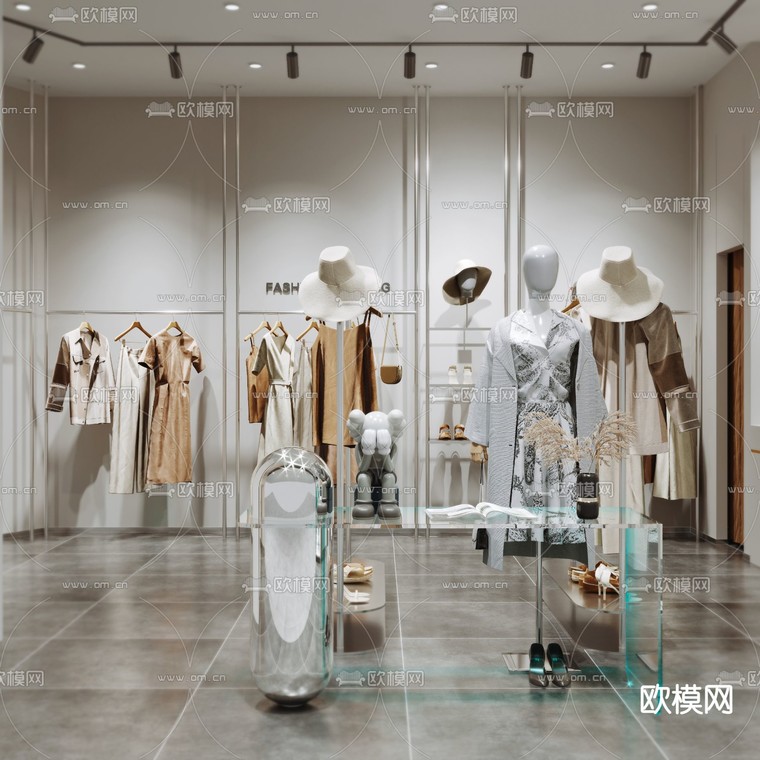 现代女装店 服装店3d模型下载_ID13028246_3dmax免费模型-欧模网