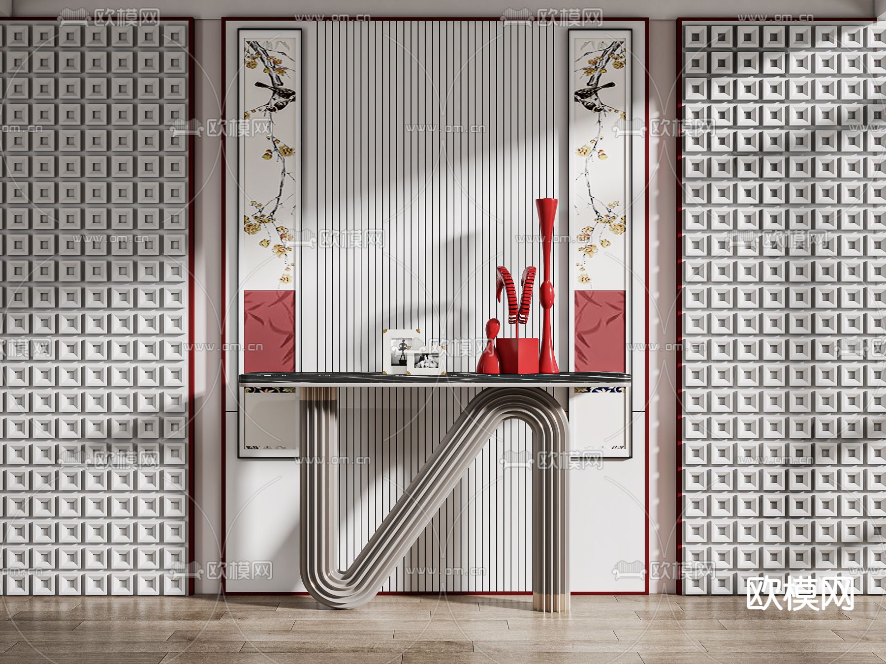 后现代端景台 玄关条案3d模型