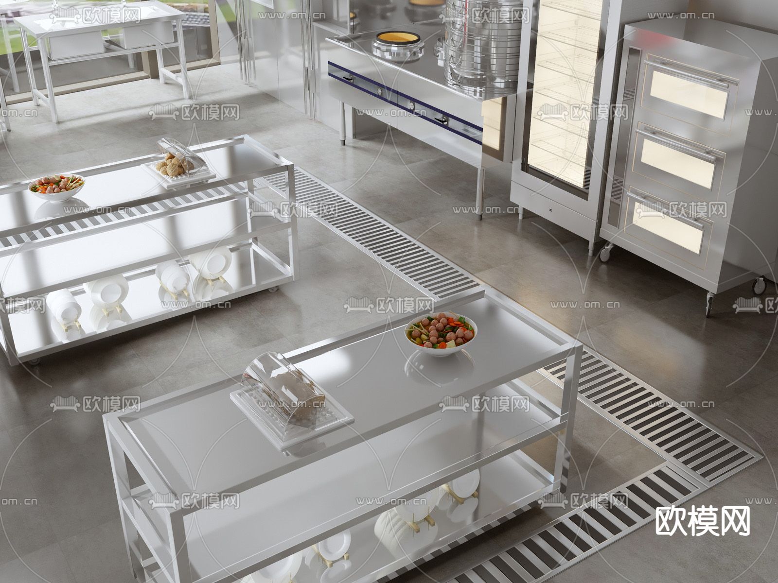 现代酒店后厨su模型下载（渲染图2）