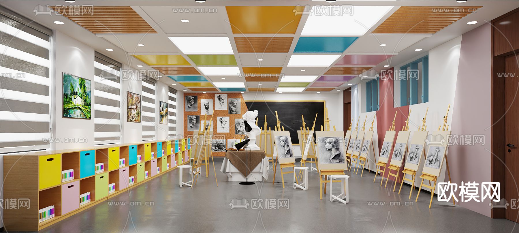 学校 美术教室3d模型下载（渲染图2）