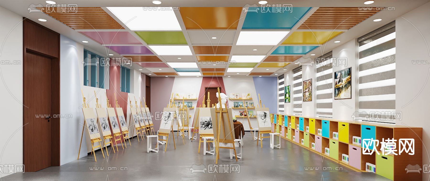 学校 美术教室3d模型下载（渲染图1）