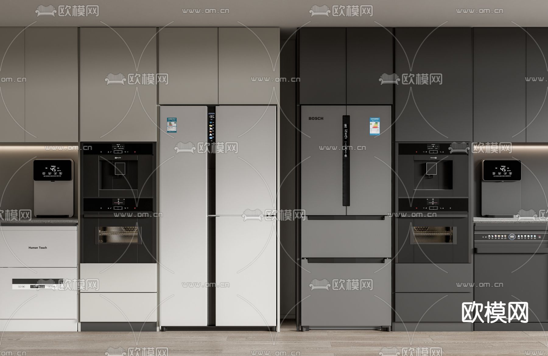 冰箱 烤箱 消毒柜su模型下载（渲染图1）