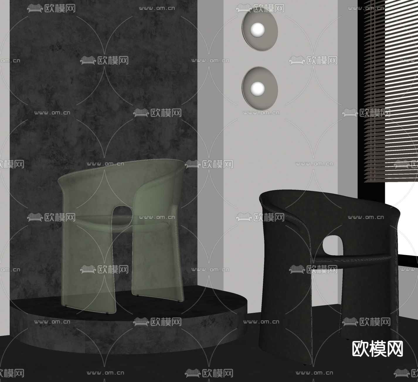 现代单椅su模型下载（渲染图2）