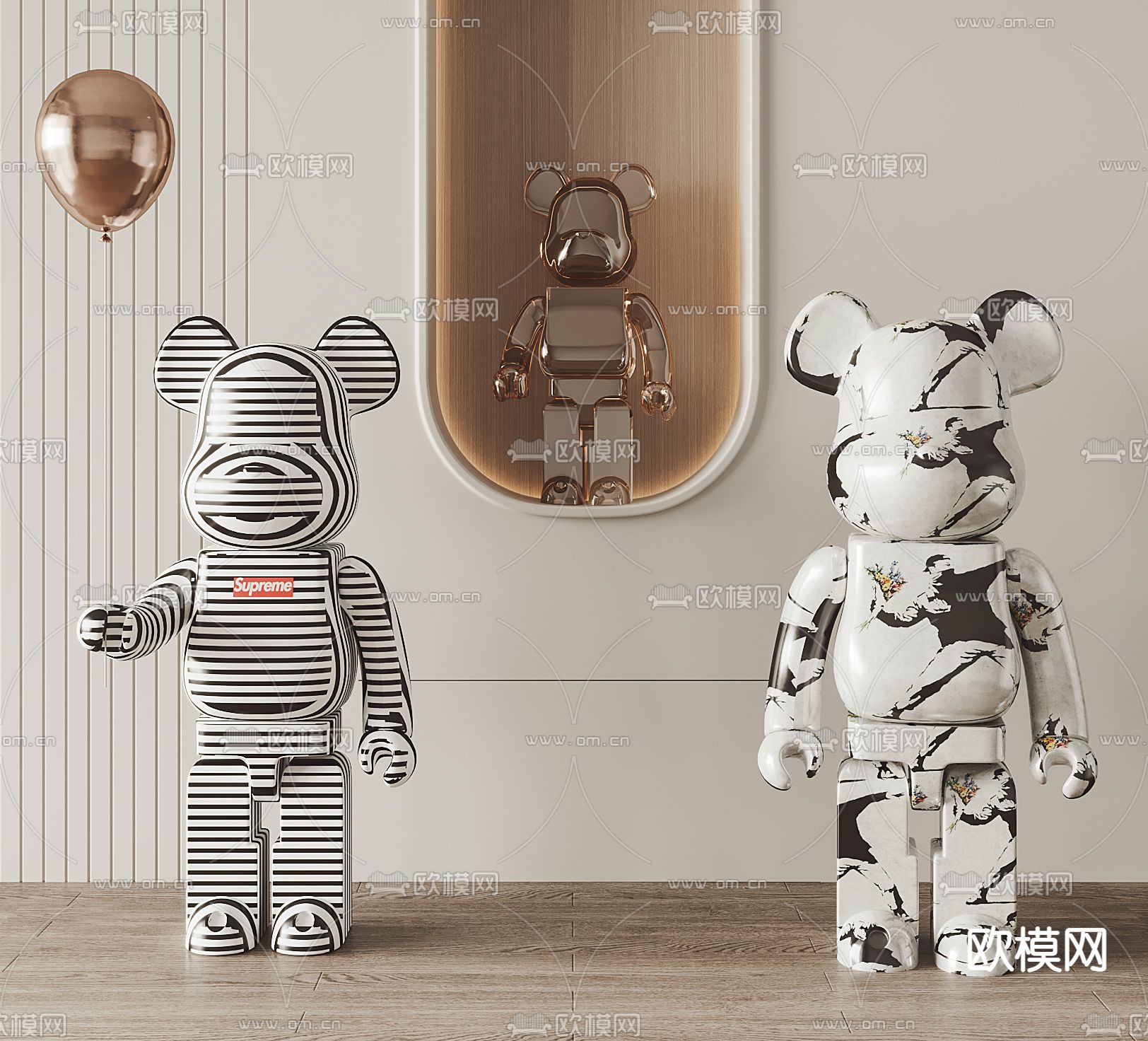 潮玩雕塑 KAWS摆件su模型下载（渲染图1）