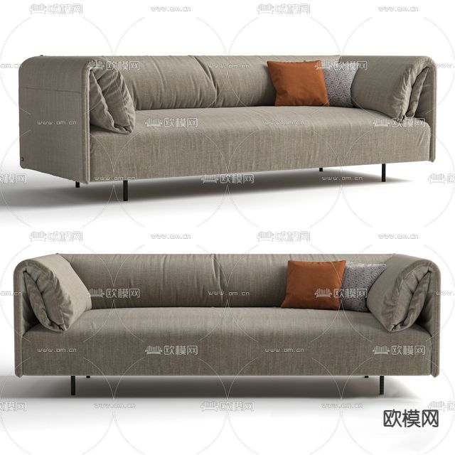 现代简约布艺双人沙发免费3d模型下载