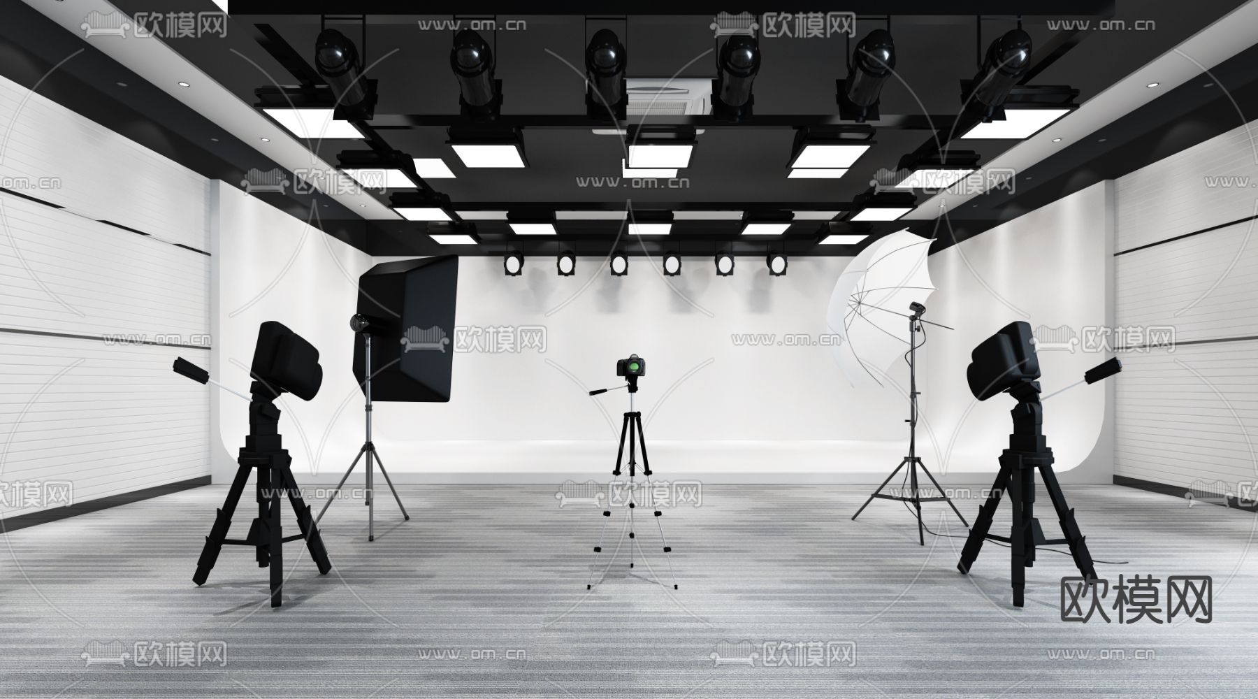 现代摄影棚3d模型下载