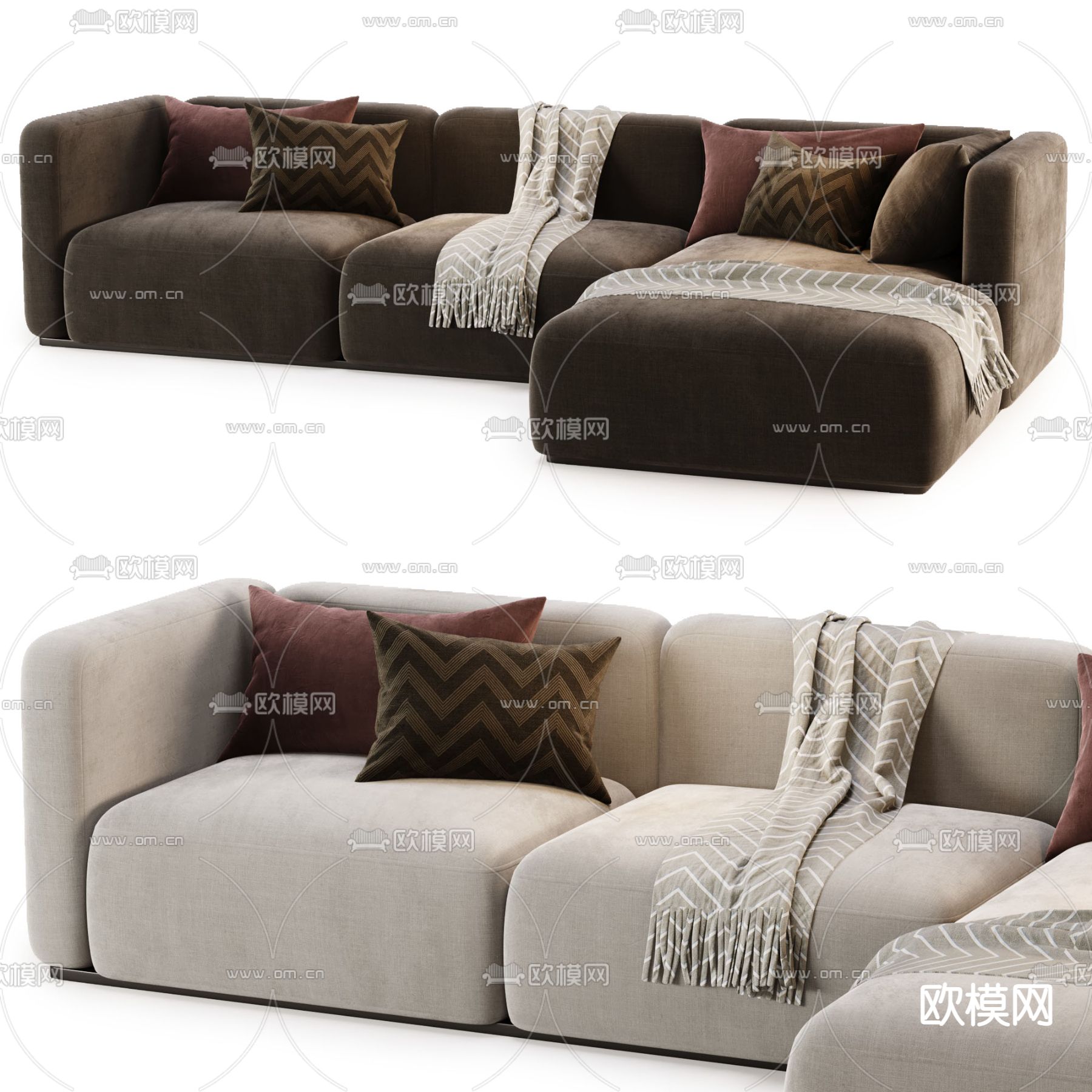 Poliform 转角沙发 软体沙发3d模型下载（渲染图2）