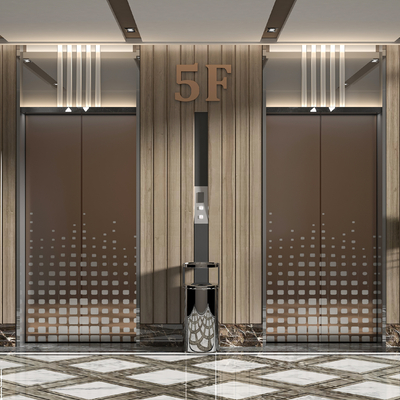  现代电梯间su模型 
