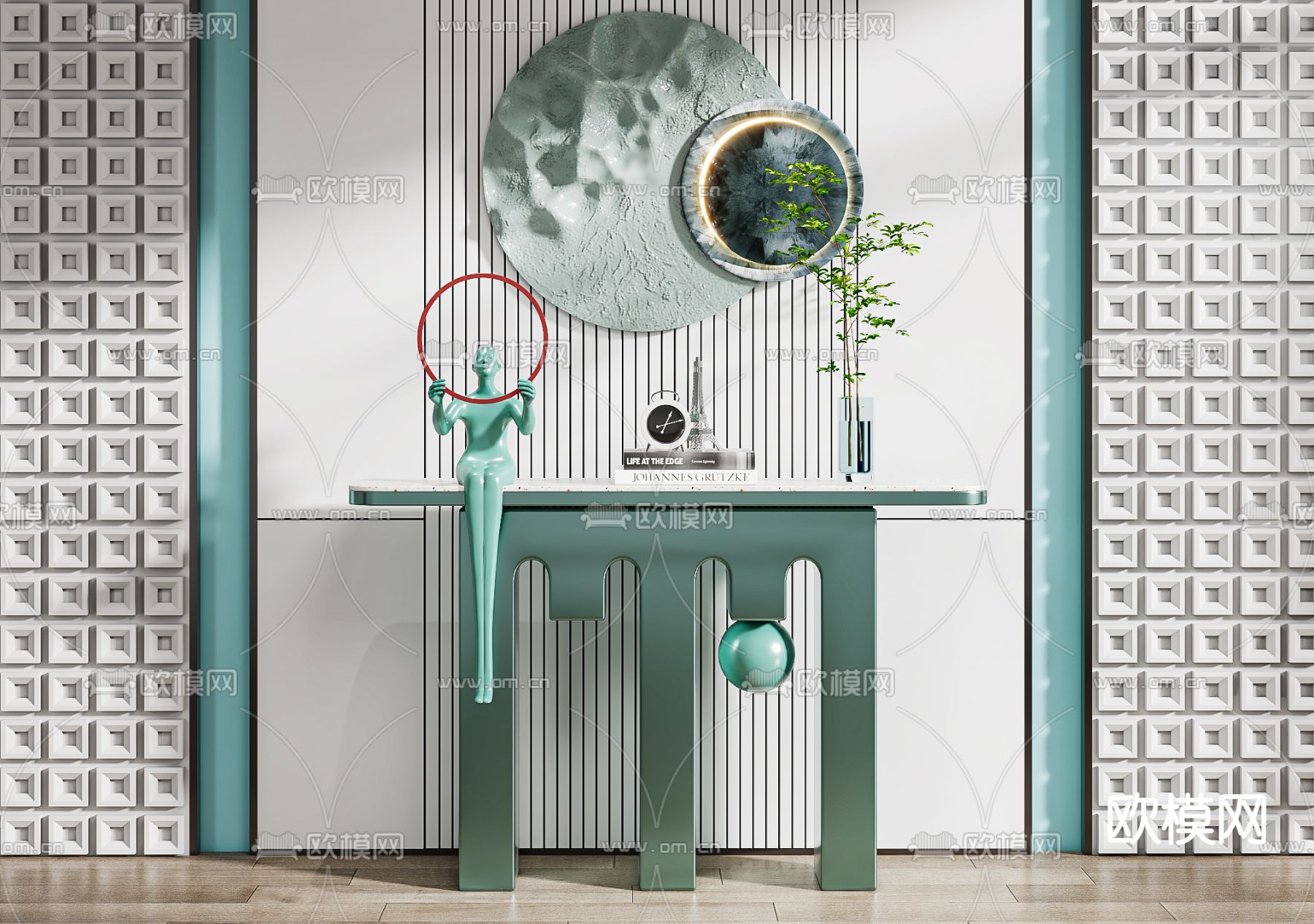 后现代端景台 玄关条案3d模型