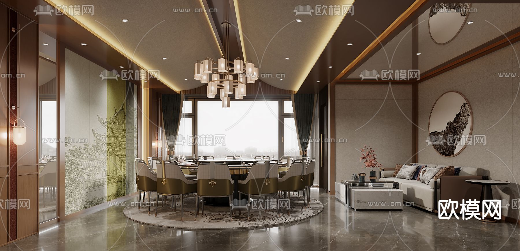 中餐厅包房 包厢 包间3d模型下载