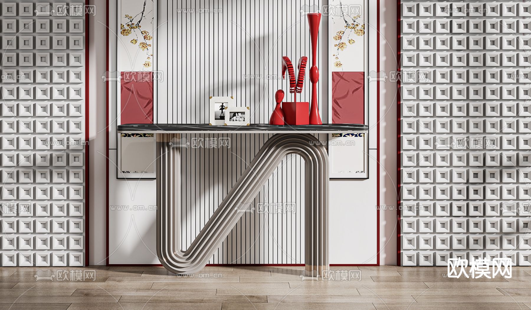 后现代端景台 玄关条案3d模型