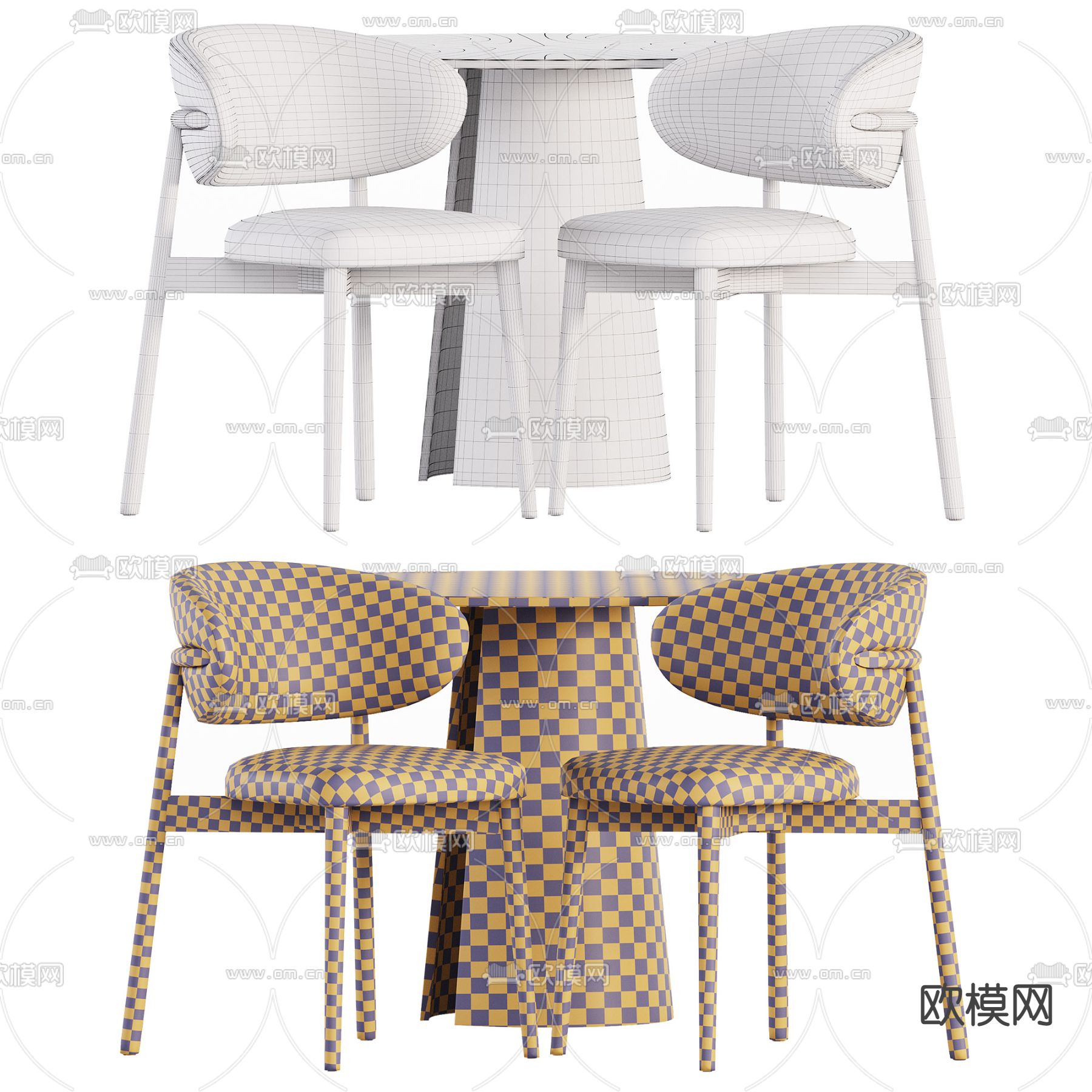 Oleandro Chair set 圆形餐桌椅3d模型下载（渲染图4）