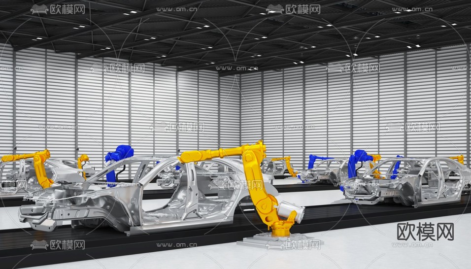 汽车流水线 工厂车间3d模型下载
