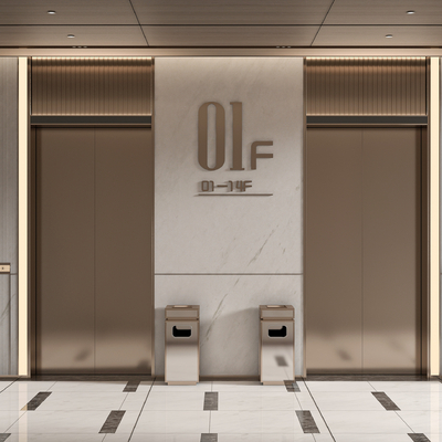 现代电梯间su模型 