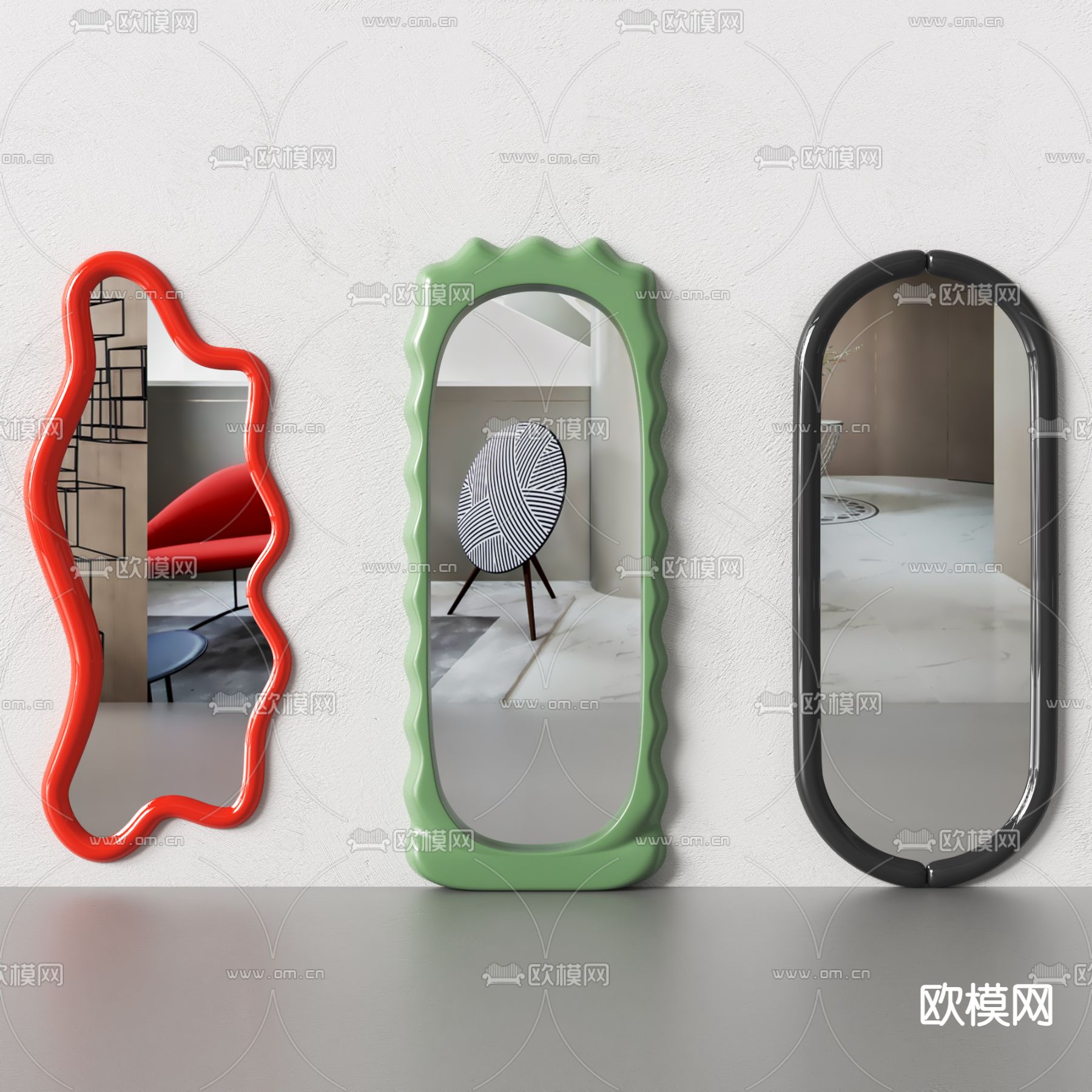 不规则镜子 全身镜 穿衣镜 落地镜3d模型下载