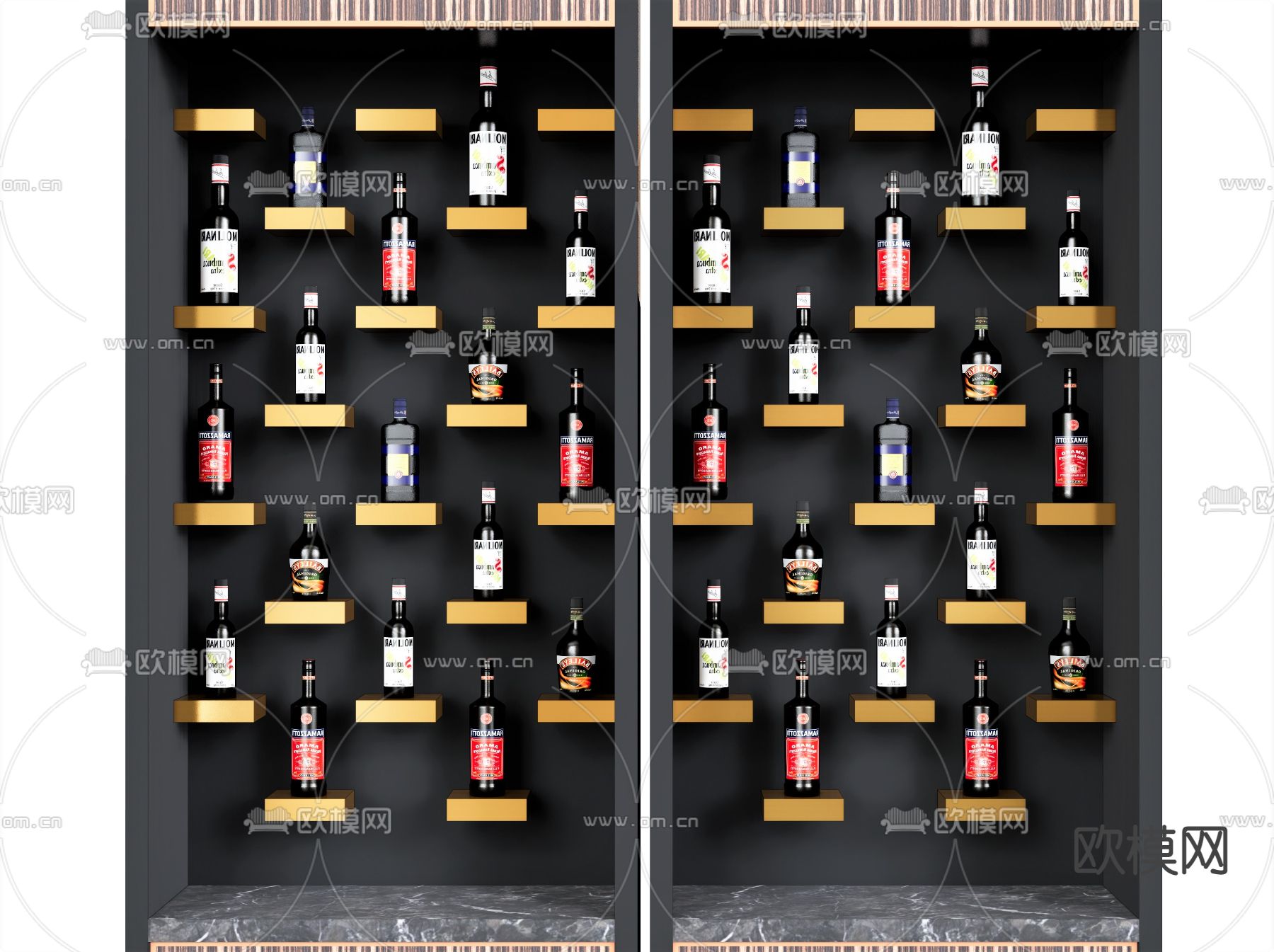 现代红酒 洋酒 酒瓶su模型下载（渲染图1）