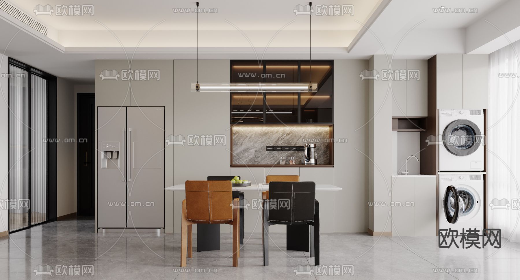 现代餐厅3d模型下载