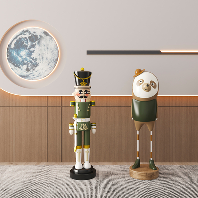  潮玩雕塑 抽象摆件su模型 