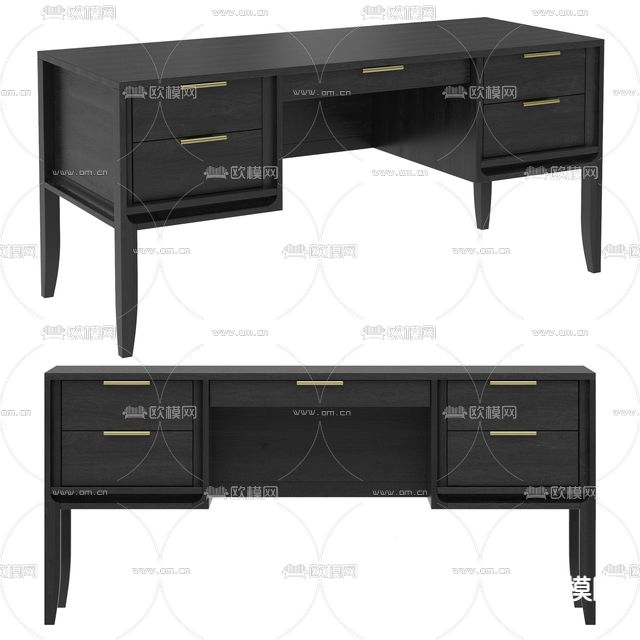 新中式简约实木书桌免费3d想下载