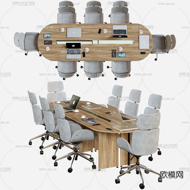 北欧简约会议桌免费3d模型下载