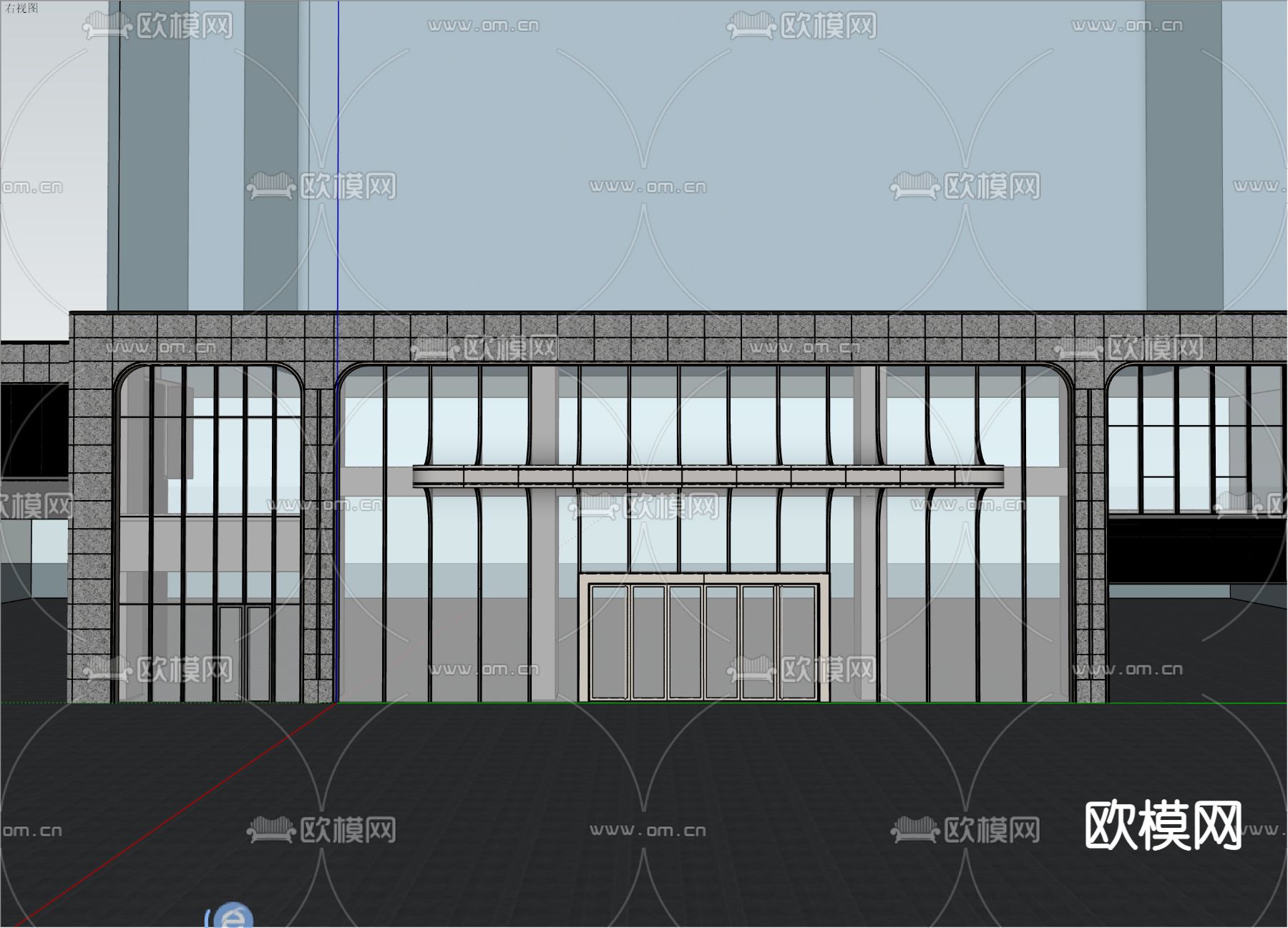 现代酒店建筑外观su模型下载（渲染图3）