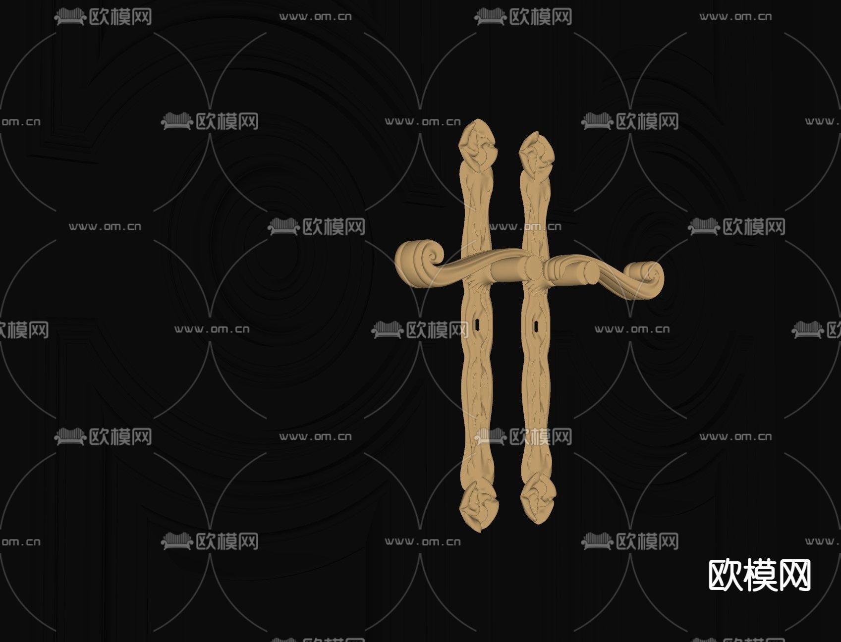 欧式门把手 拉手su模型下载（渲染图2）