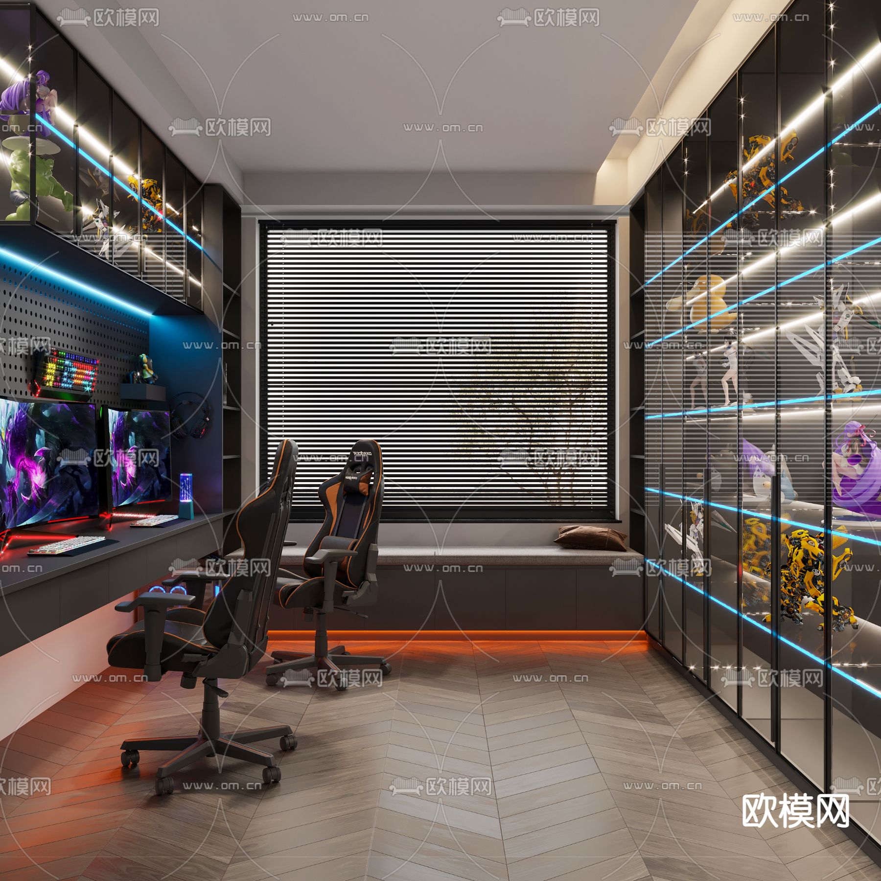 电竞房 游戏房 娱乐房3d模型下载