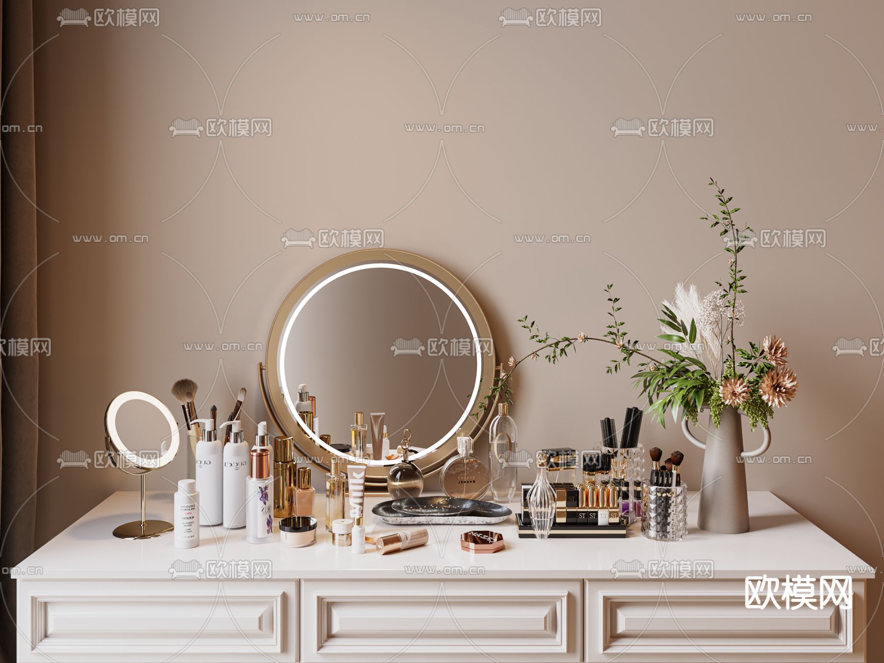 化妆品 护肤品 化妆镜3d模型下载