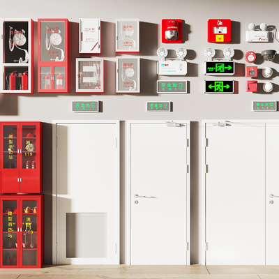  消防门 消防栓 灭火器su模型 