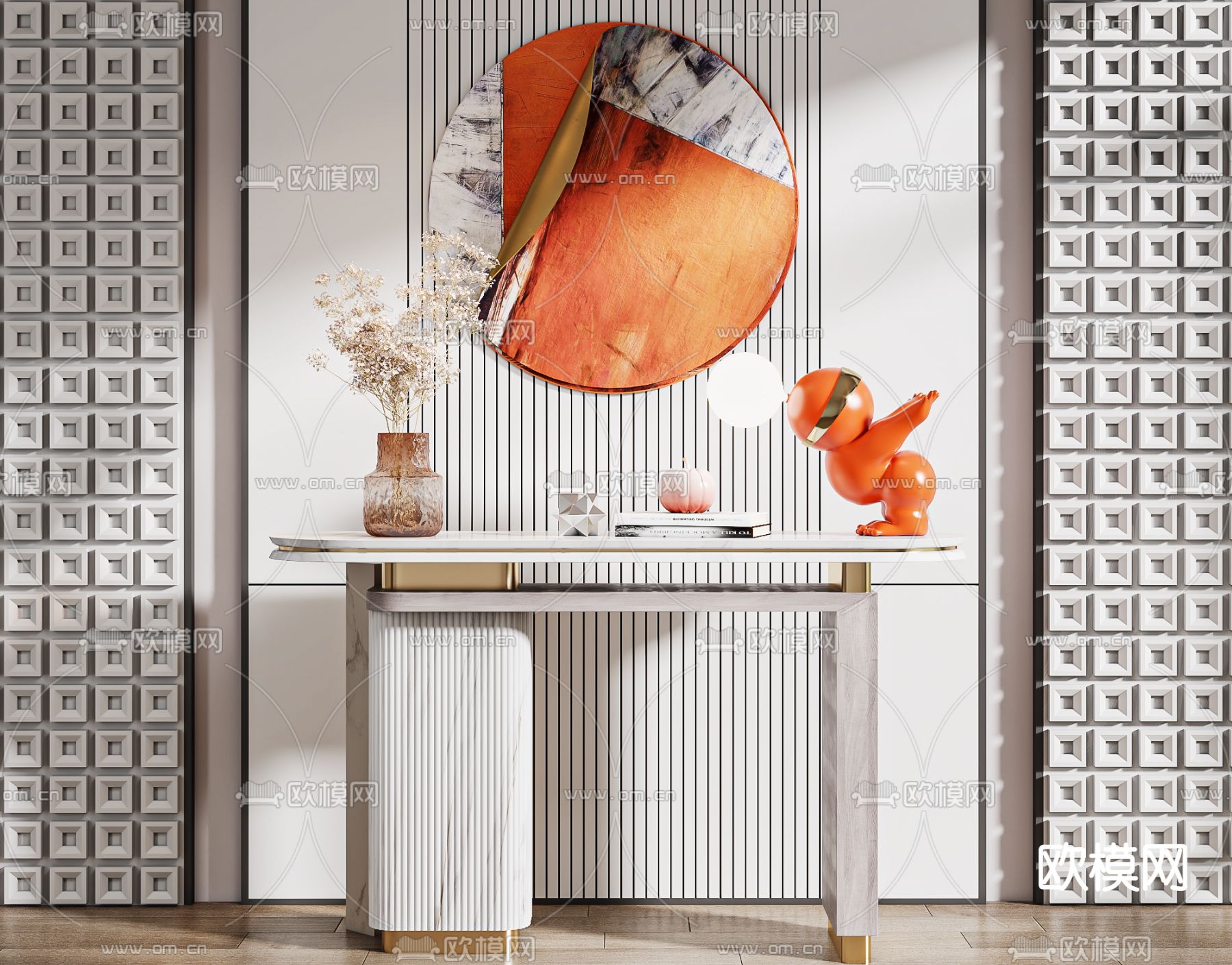 现代端景台 条案3d模型下载（渲染图2）