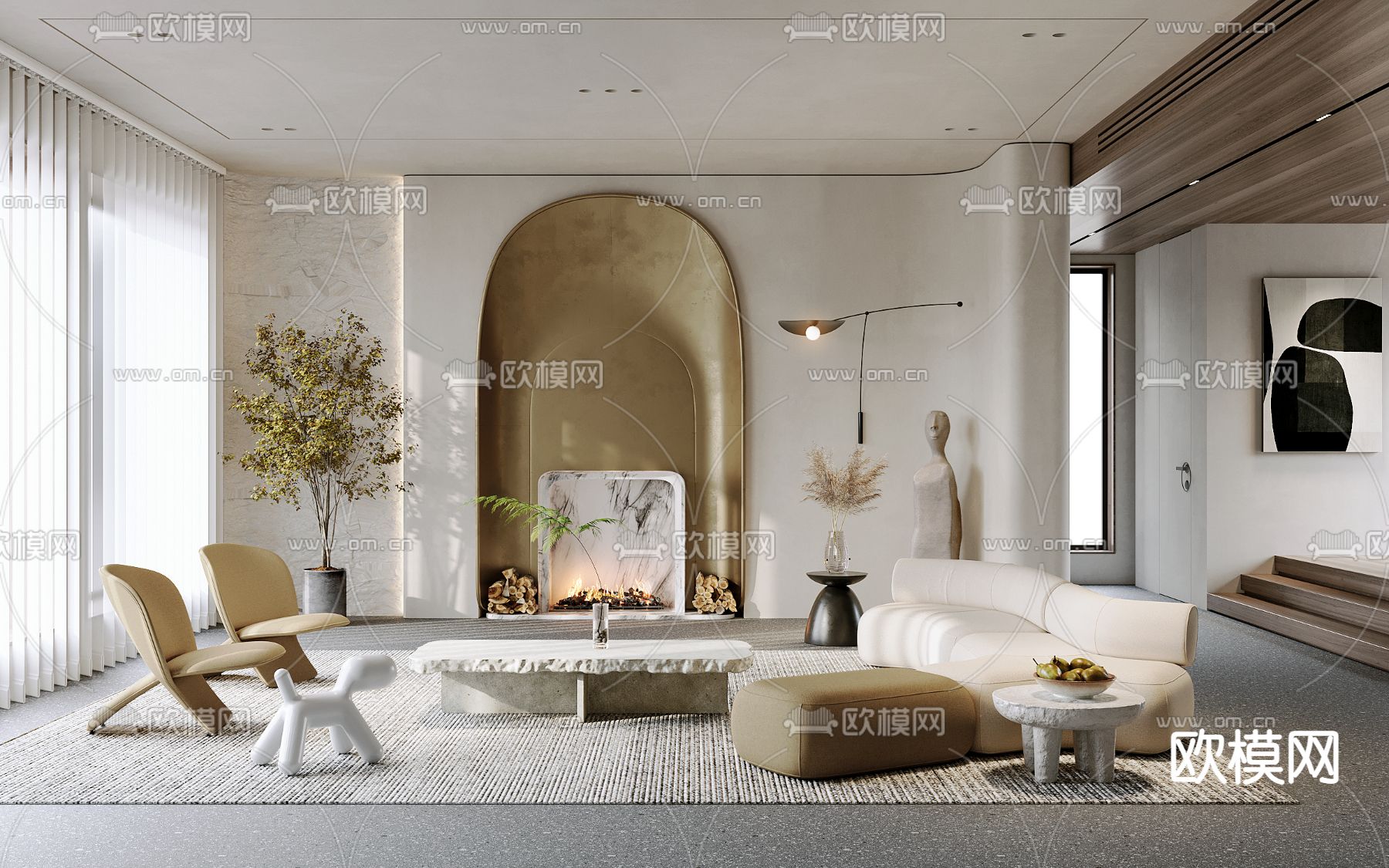 侘寂客厅su模型下载（渲染图1）