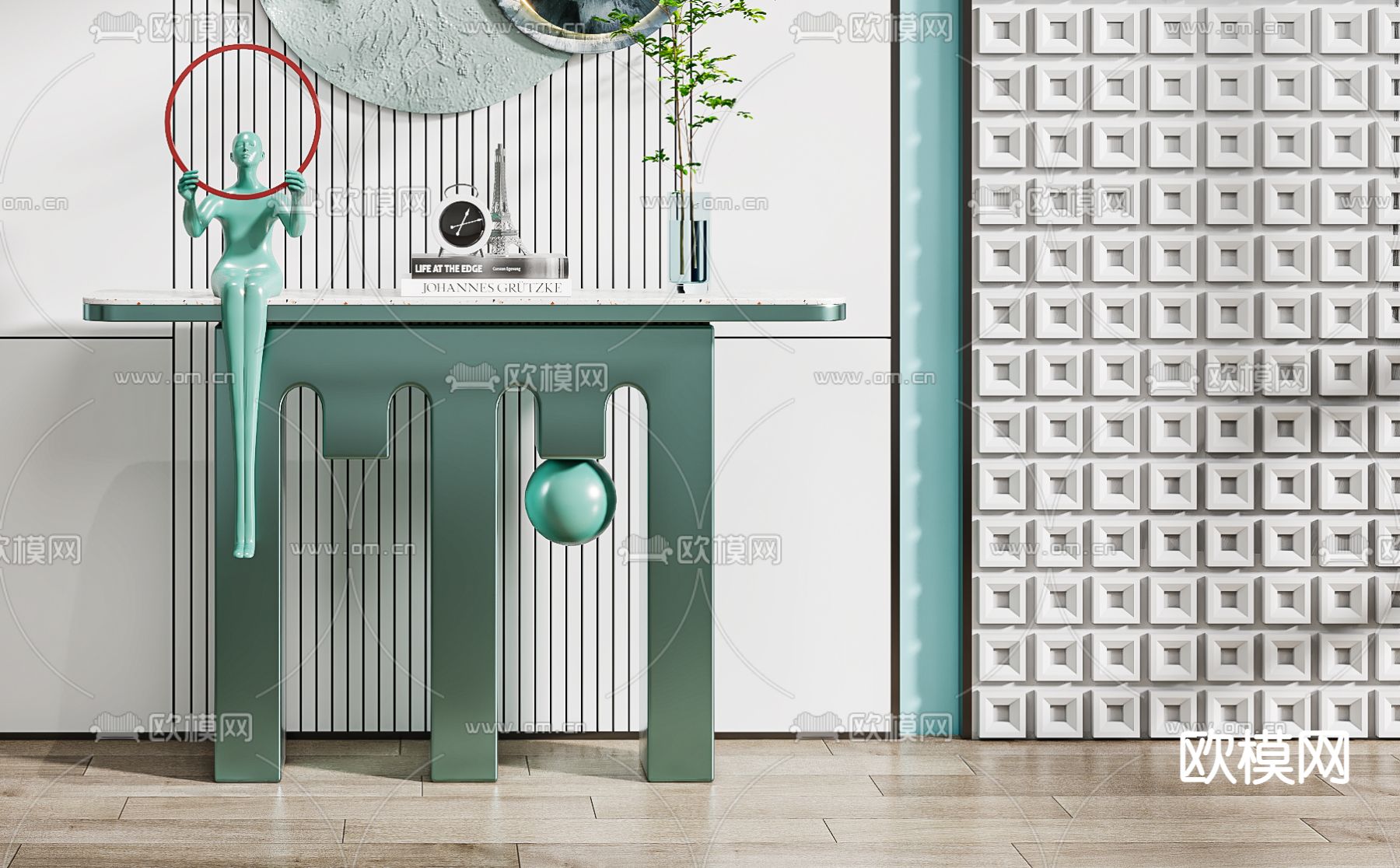 后现代端景台 玄关条案3d模型