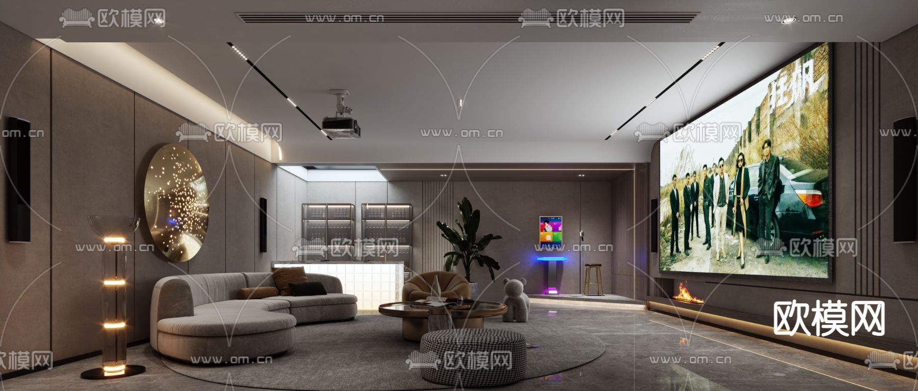 家庭影音室 视听室3d模型下载