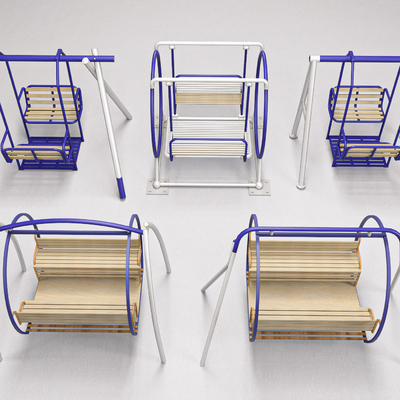 现代秋千 休闲公园座椅su模型 