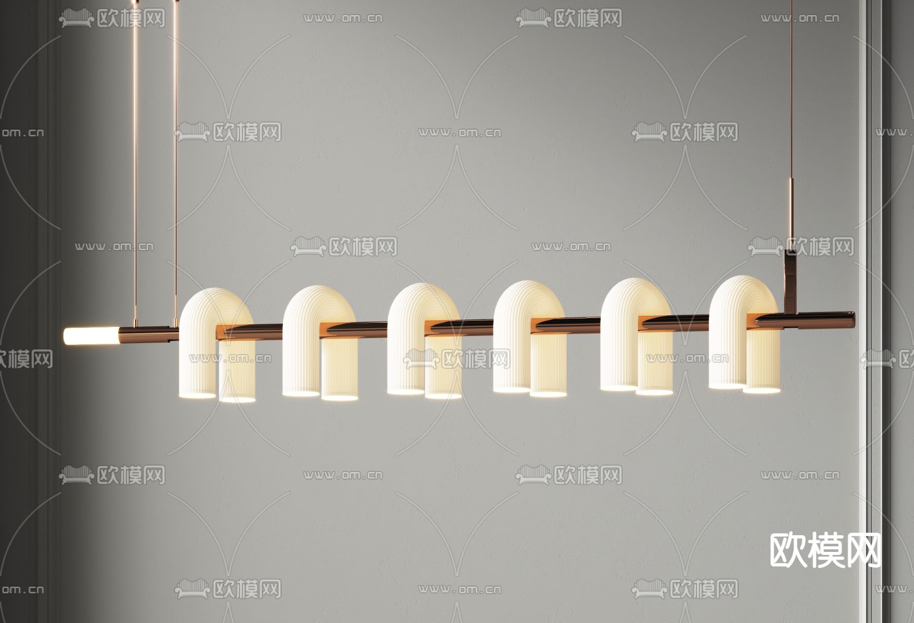 奶油风吊灯 餐厅灯 一字吊灯3d模型