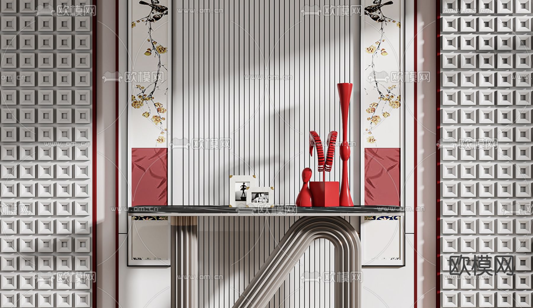 后现代端景台 玄关条案3d模型