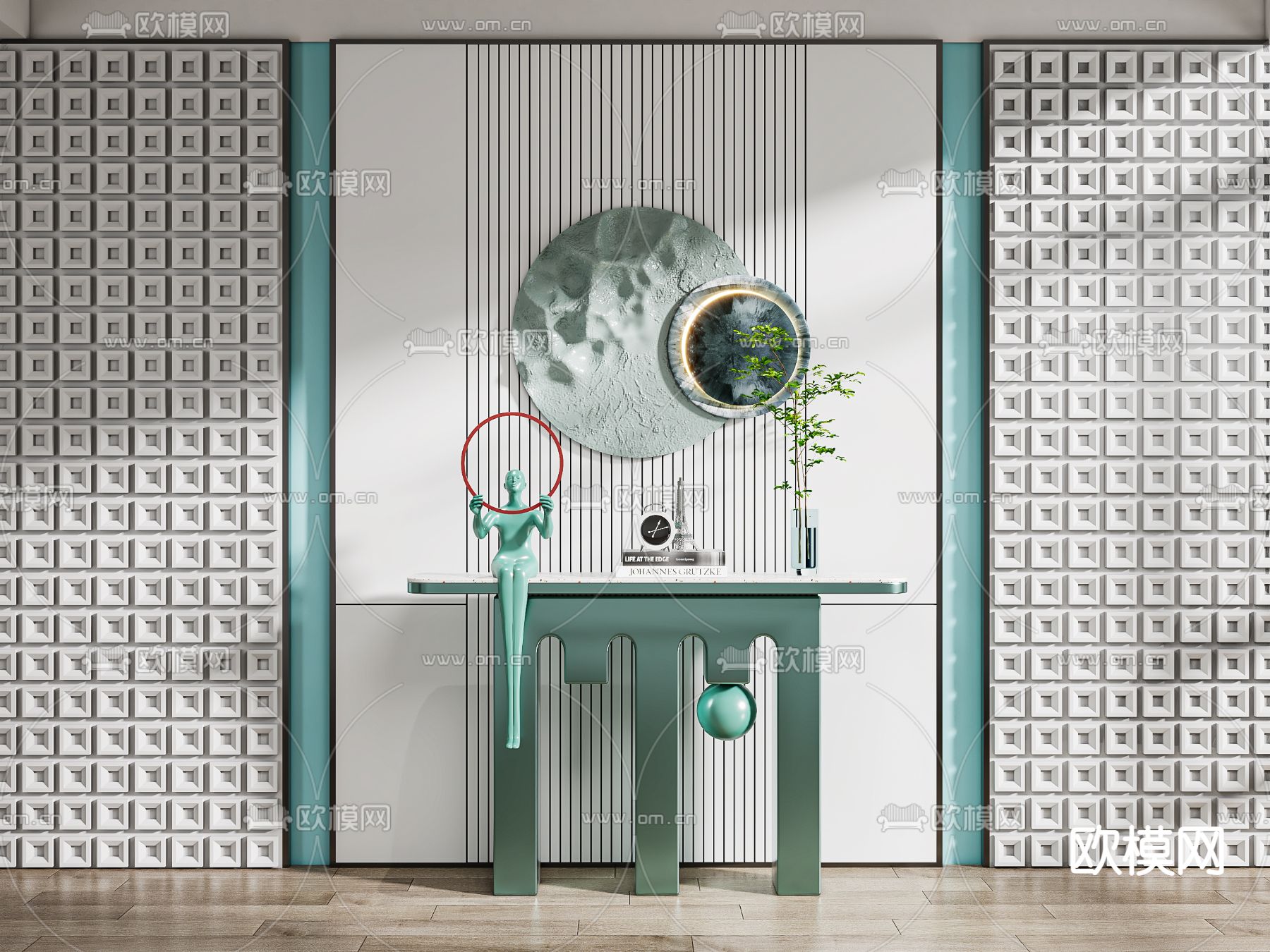 后现代端景台 玄关条案3d模型