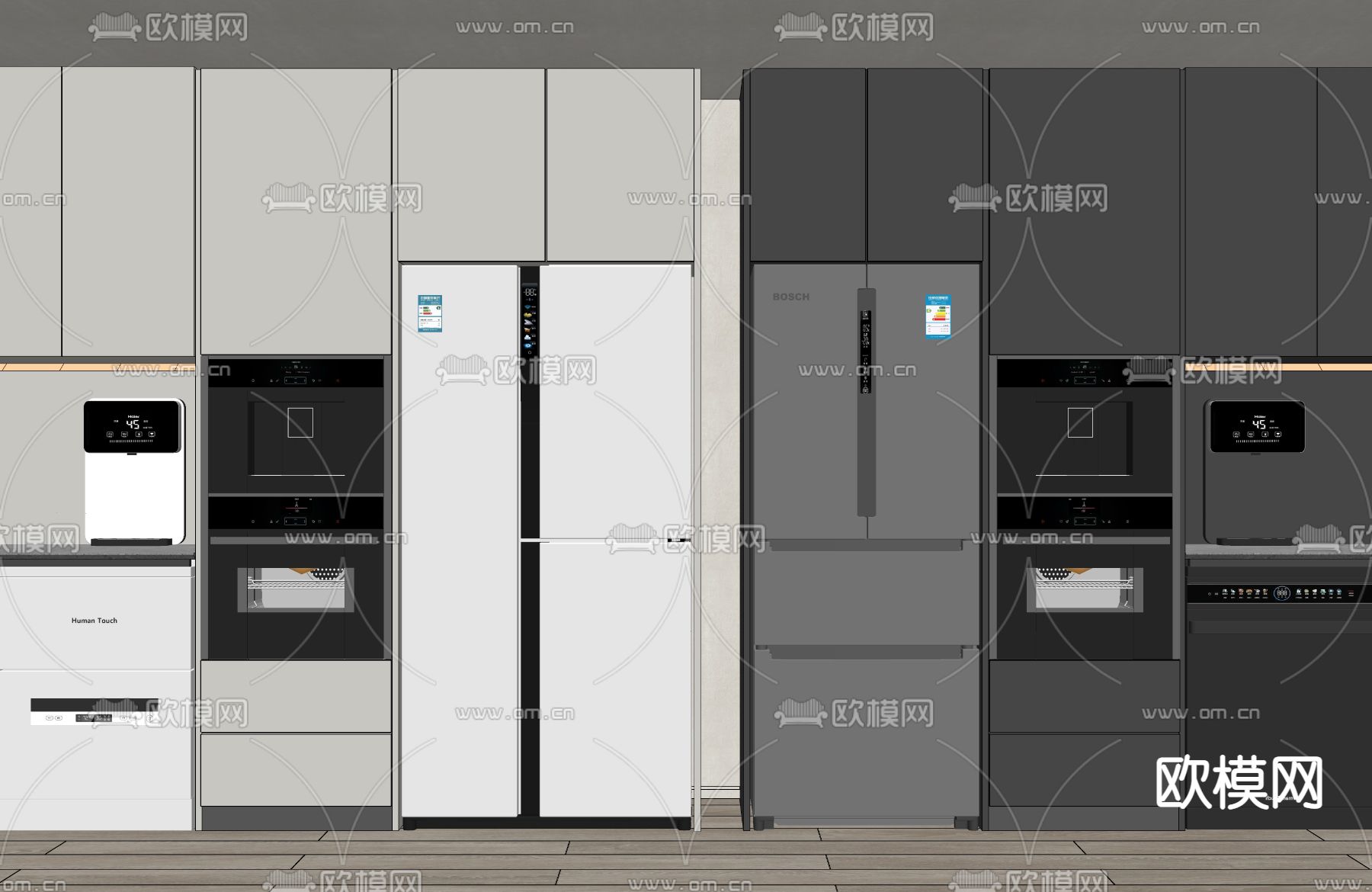 冰箱 烤箱 消毒柜su模型下载（渲染图2）