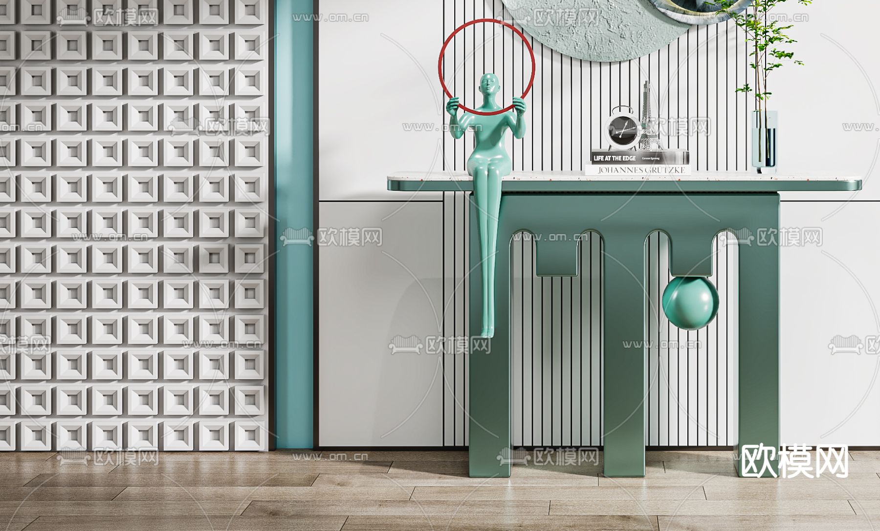 后现代端景台 玄关条案3d模型