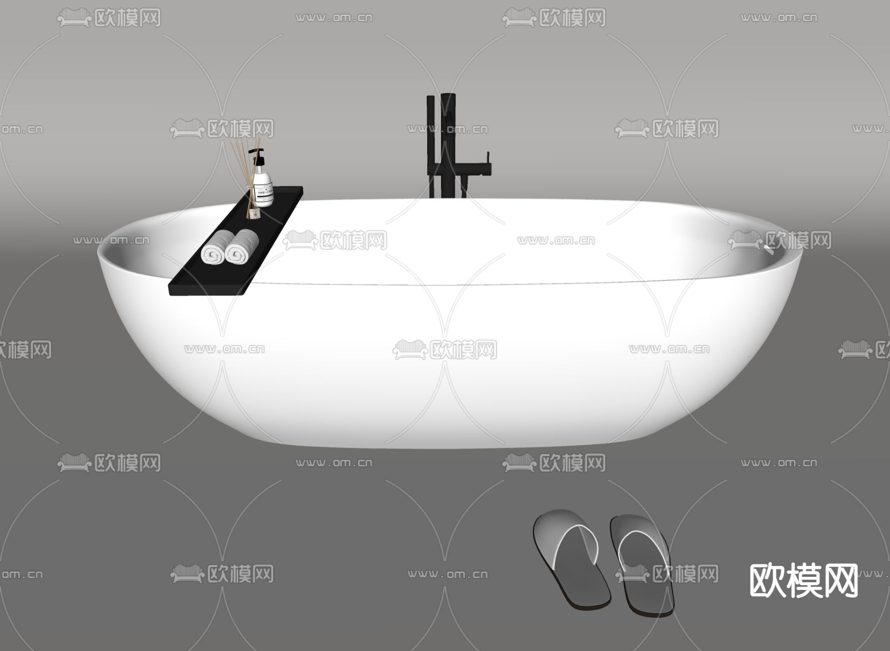 现代浴缸su模型下载（渲染图2）