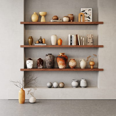  侘寂陶瓷器皿 书籍摆件su模型 