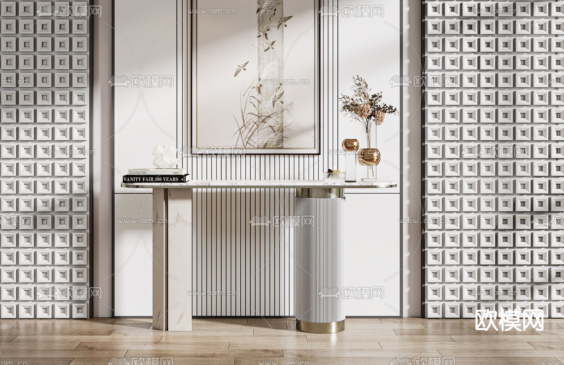 现代端景台 条案3d模型下载（渲染图2）