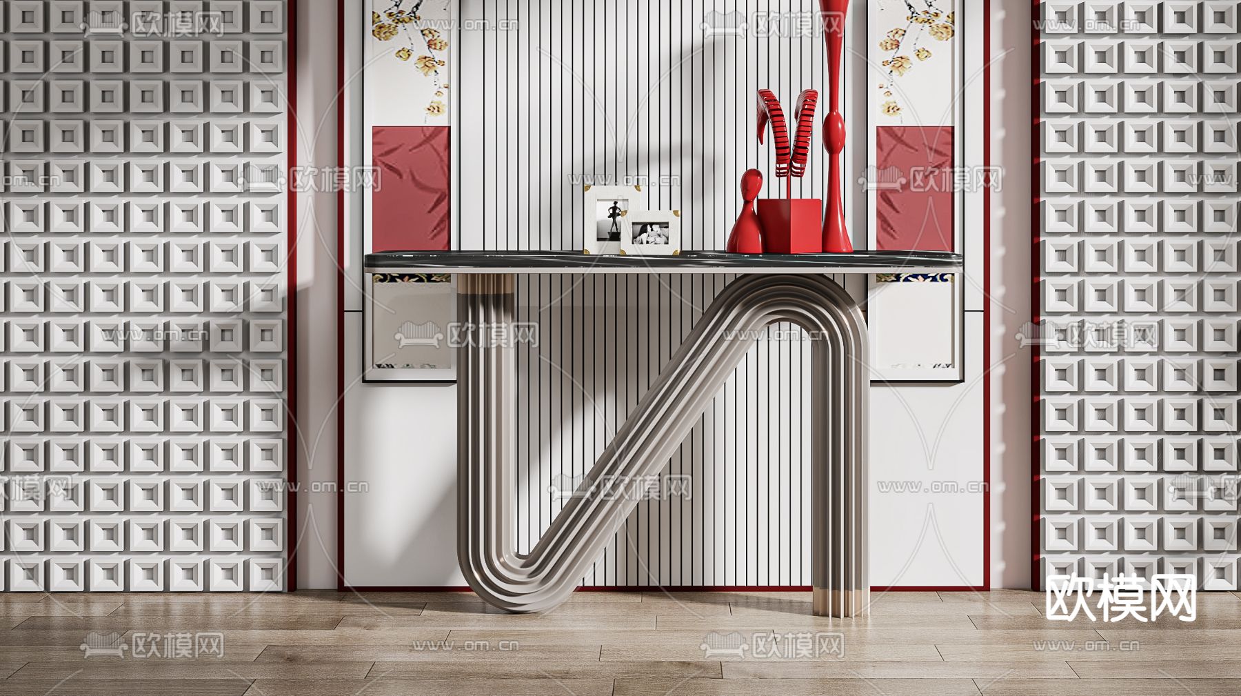后现代端景台 玄关条案3d模型