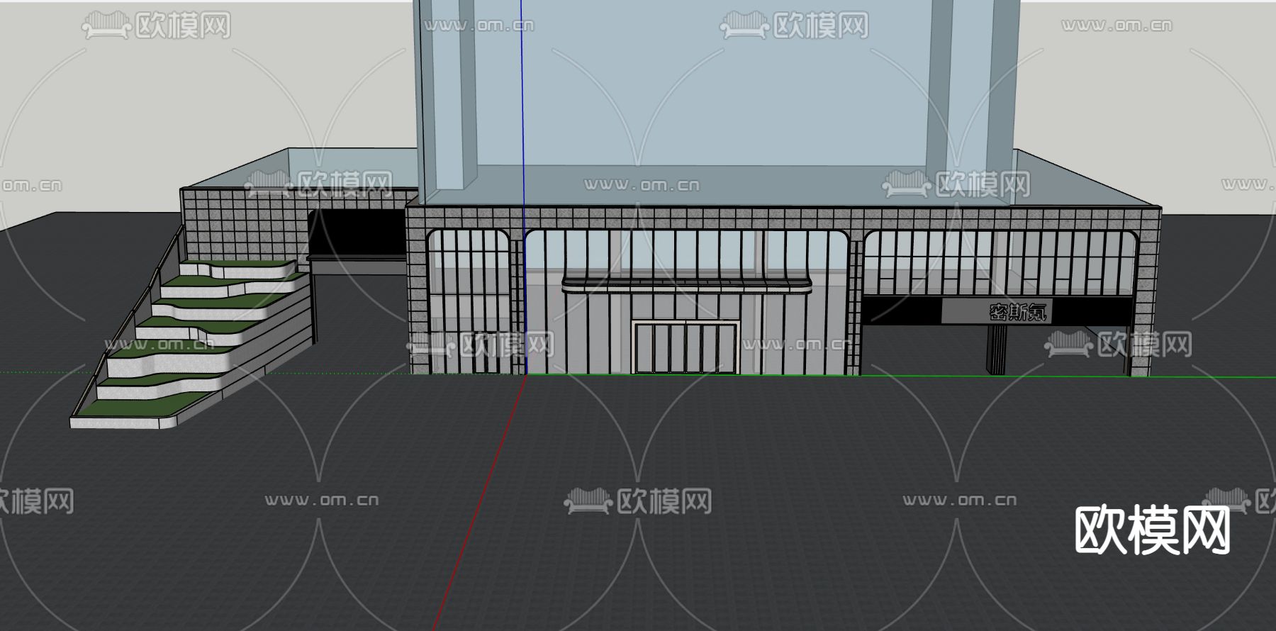 现代酒店建筑外观su模型下载（渲染图5）
