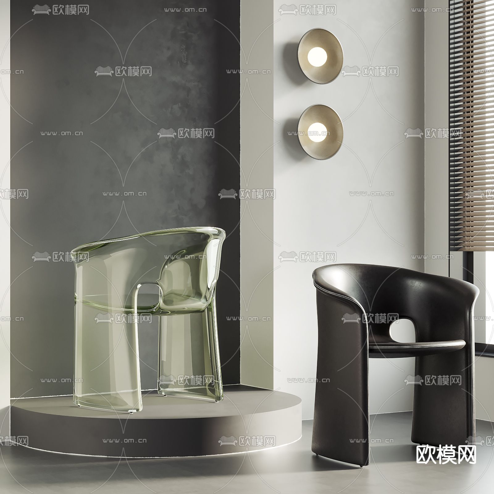 现代单椅su模型下载（渲染图1）