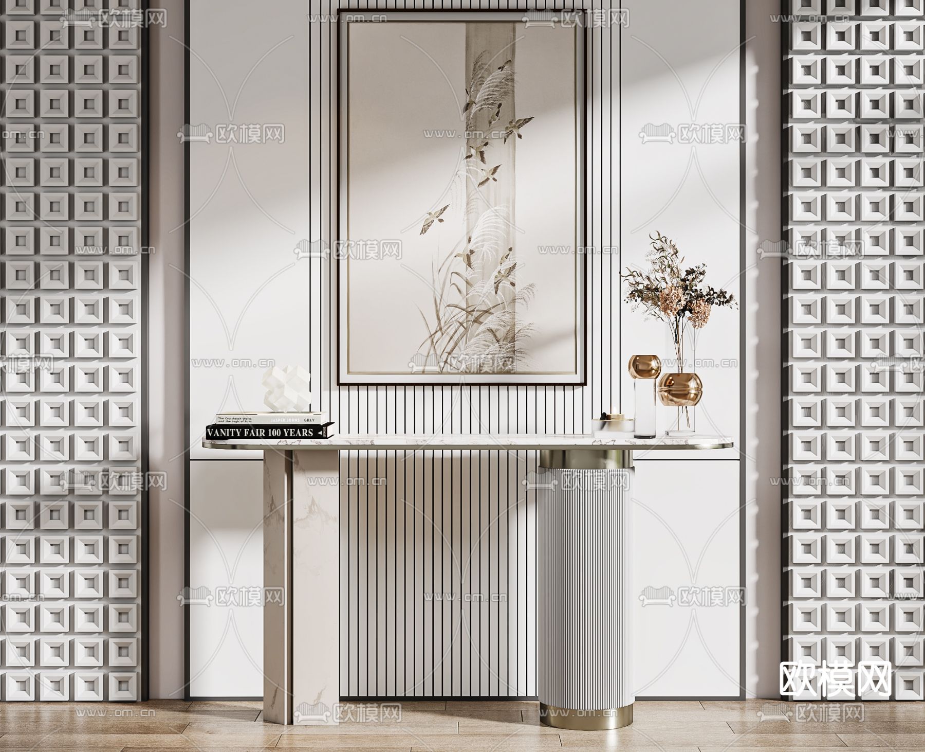 现代端景台 条案3d模型下载（渲染图3）