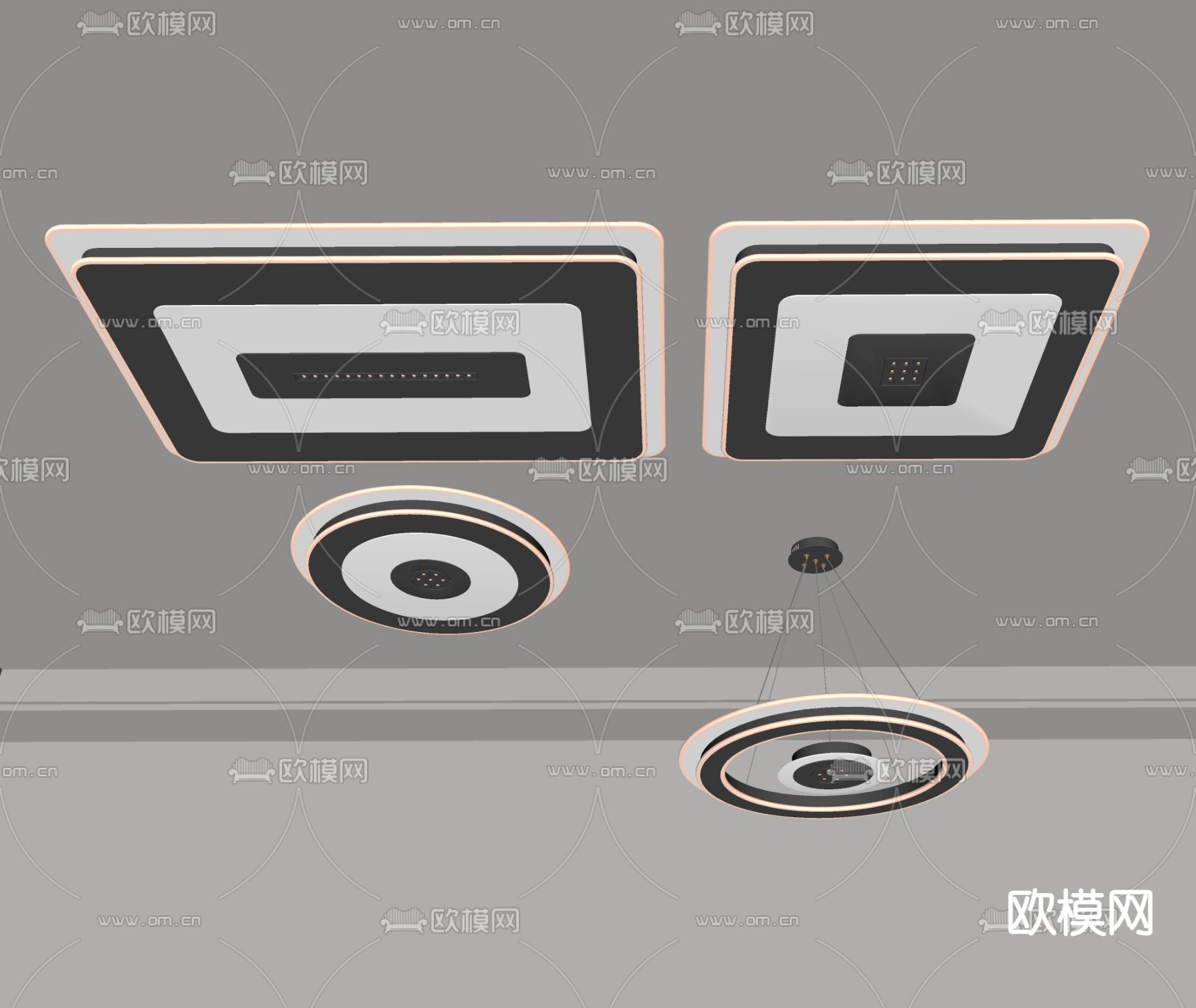现代吸顶灯su模型下载（渲染图6）
