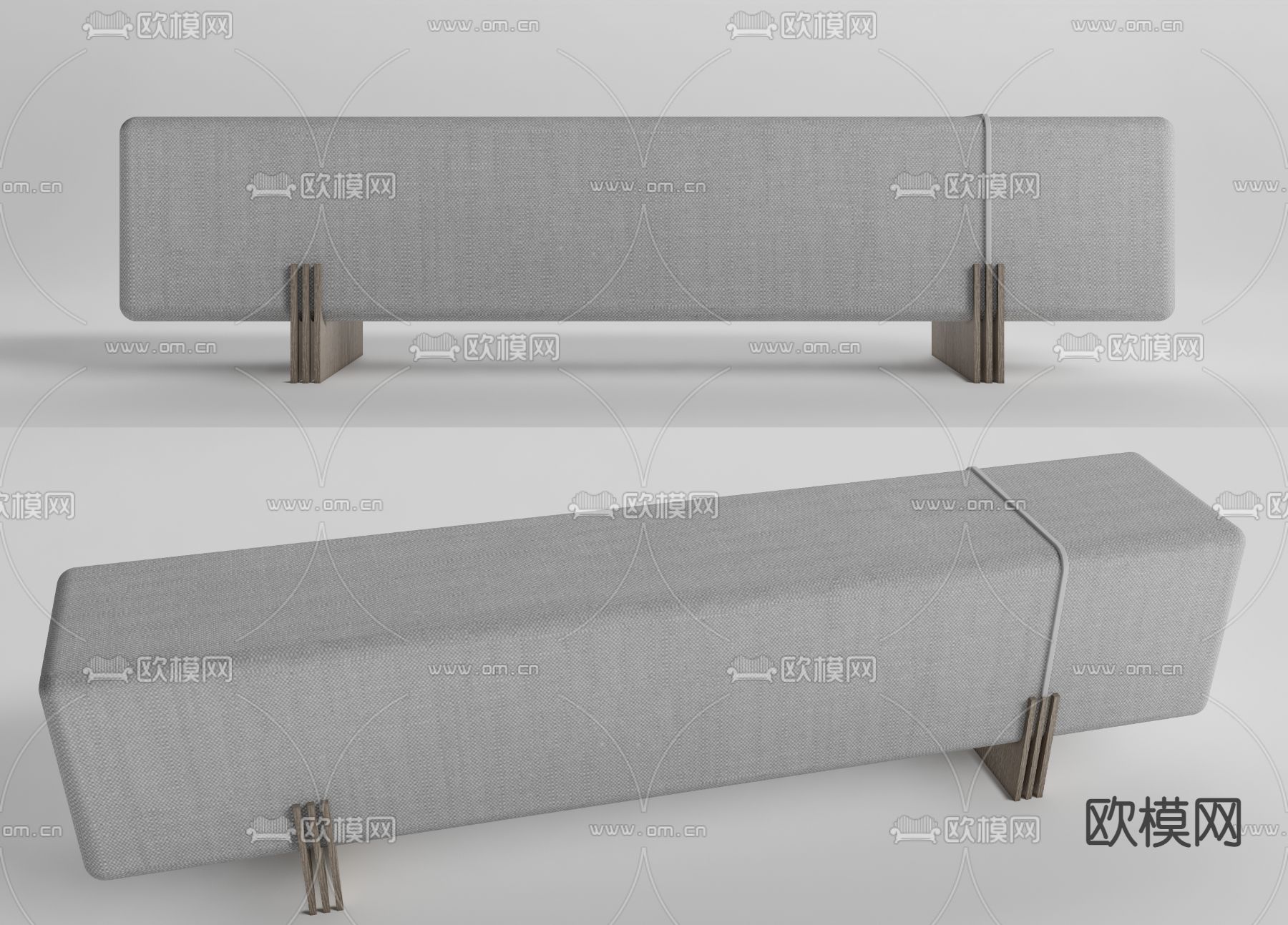 现代床尾凳su模型下载（渲染图1）